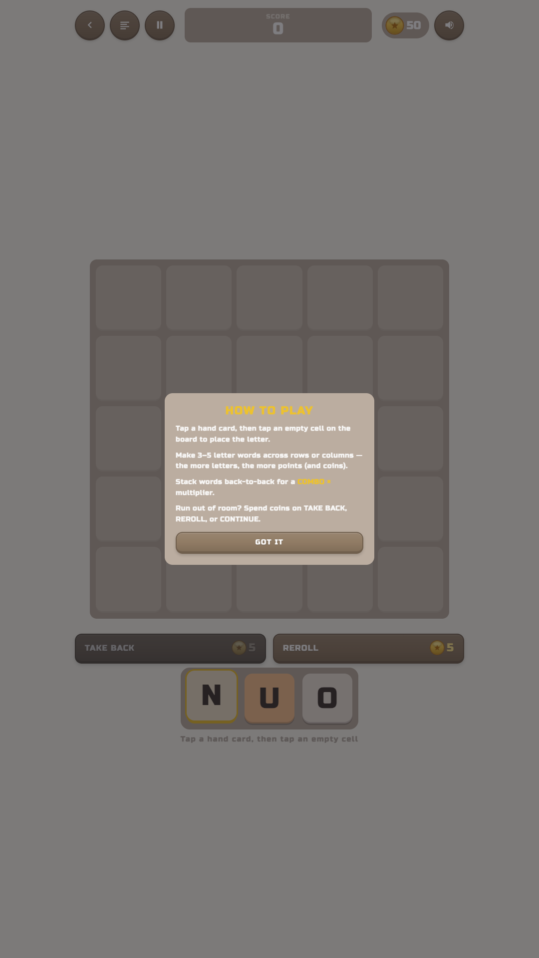 Letter Forge — board