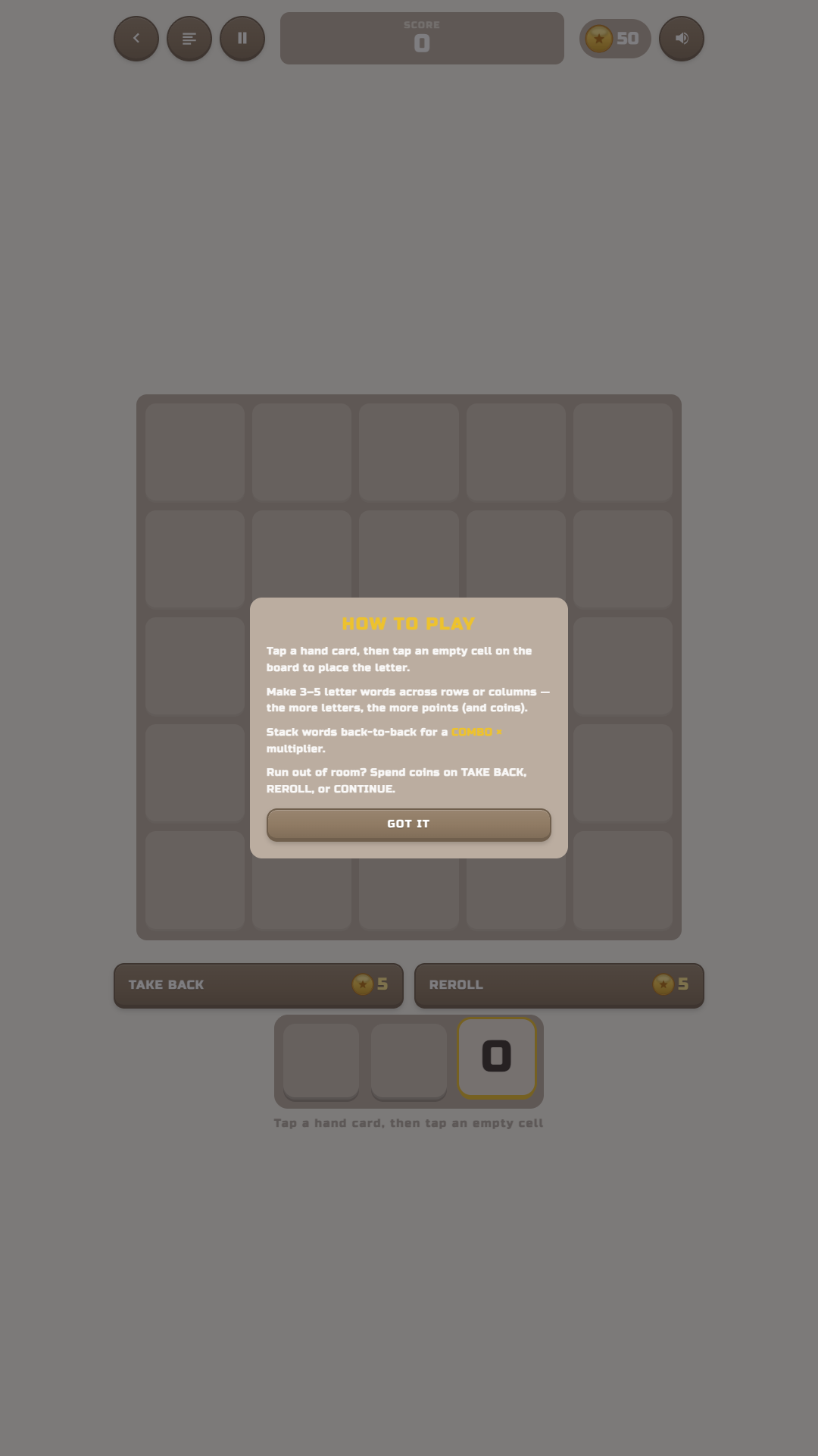 Letter Forge mid-game